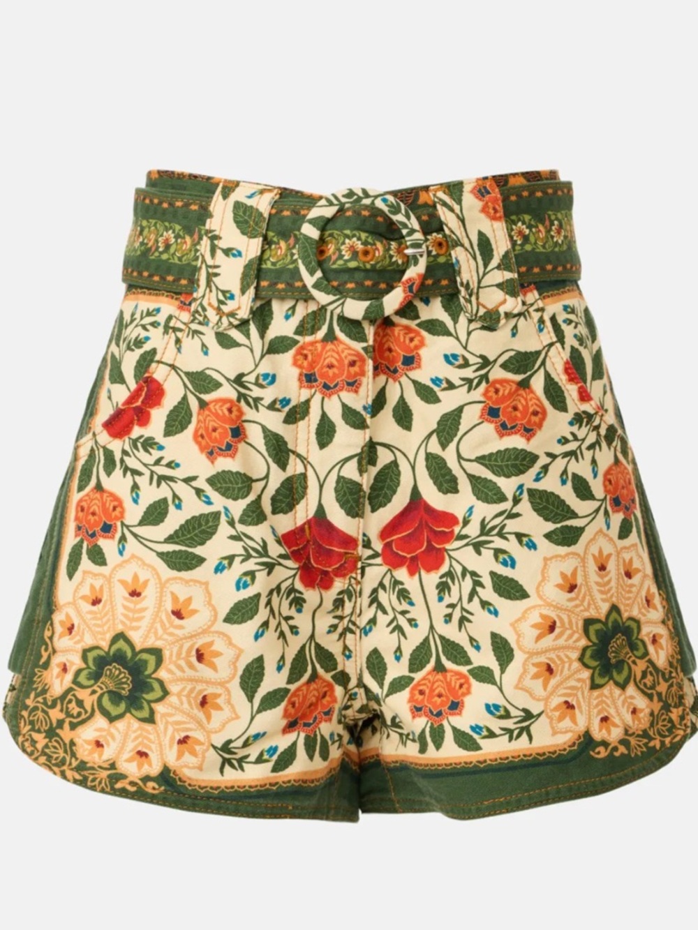 Farm Rio Sand Garden Tapestry Belted Shorts